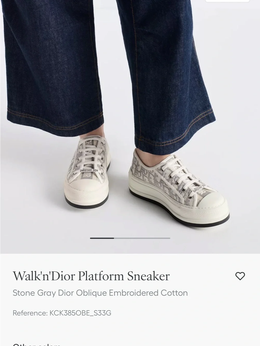Brand new Walk'n'Dior Platform Sneaker, Stone Gray Oblique Embroidered Cotton